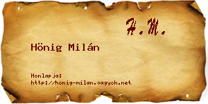Hönig Milán névjegykártya